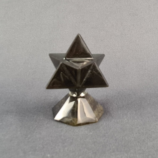 Obsidian handmade Merkaba star / Estrella Merkaba artesanal de obsidiana