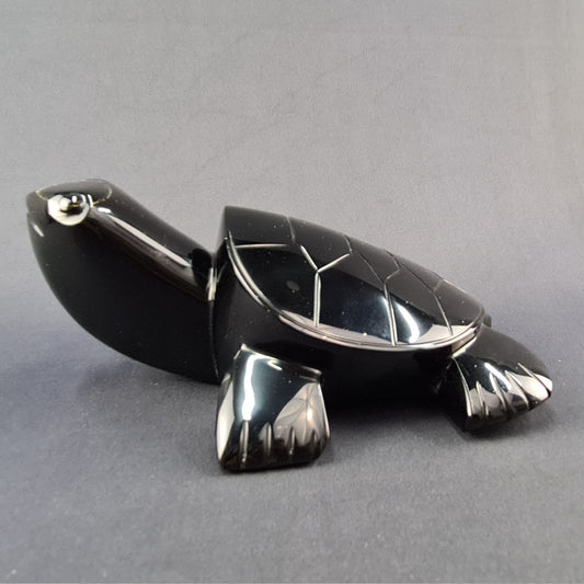 Obsidian handmade large Turtle / Tortuga artesanal grande de obsidiana