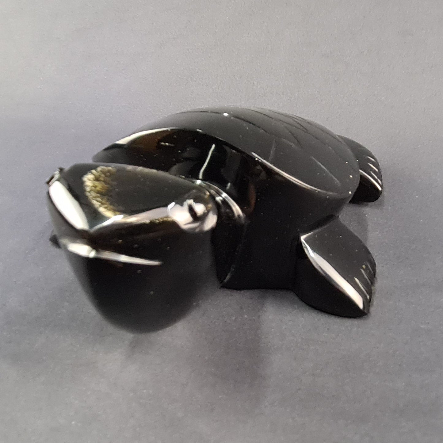 Obsidian handmade large Turtle / Tortuga artesanal grande de obsidiana