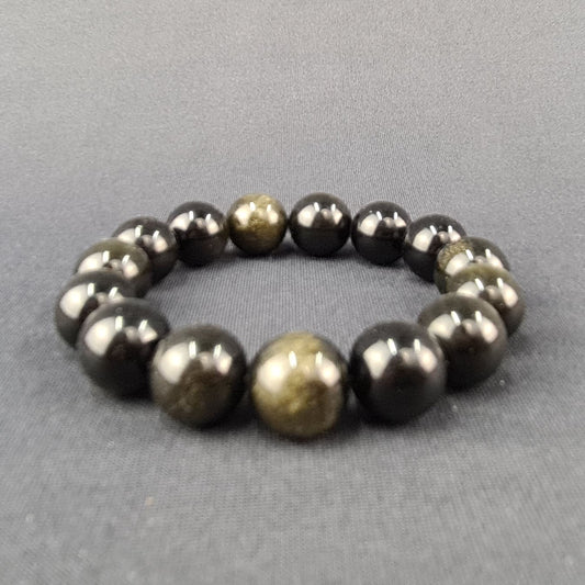 Obsidian handmade bracelet Large beads / Pulsera artesanal de obsidiana Cuentas grandes