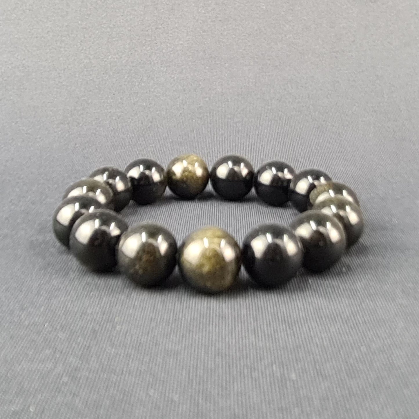 Obsidian handmade bracelet Large beads / Pulsera artesanal de obsidiana Cuentas grandes