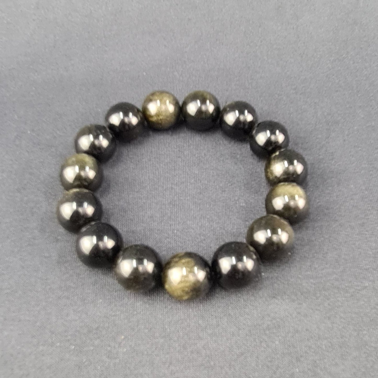 Obsidian handmade bracelet Large beads / Pulsera artesanal de obsidiana Cuentas grandes