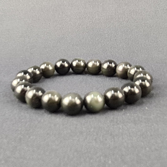 Obsidian handmade bracelet Medium beads / Pulsera artesanal de obsidiana Cuentas medianas