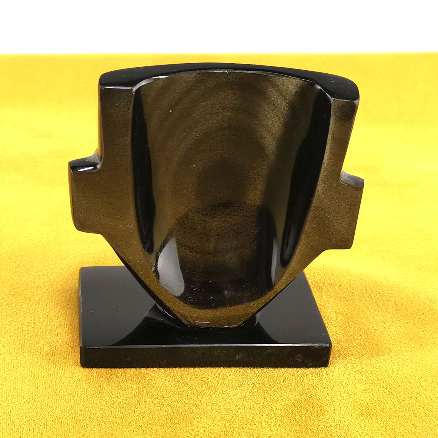 Obsidian handmade small Aztec face / Cara Azteca artesanal de obsidiana pequeña