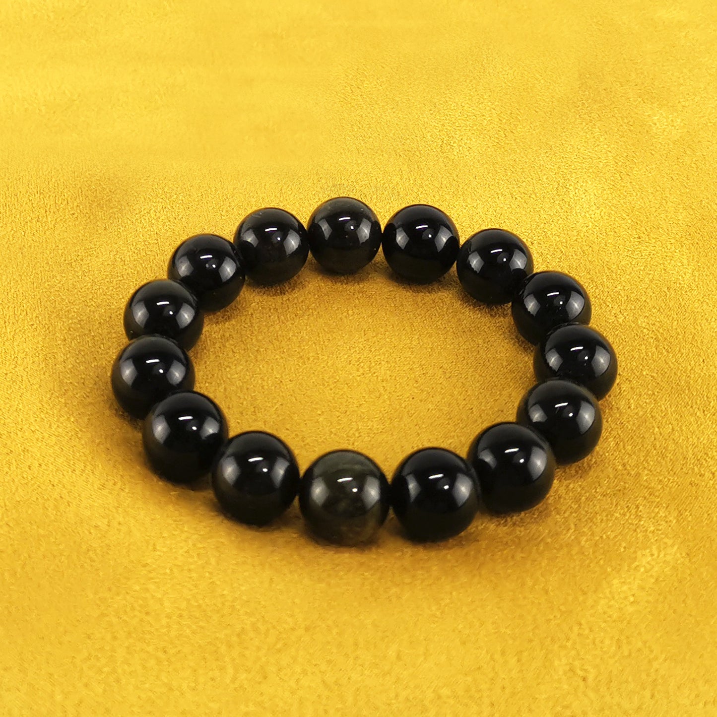 Obsidian handmade bracelet Large beads / Pulsera artesanal de obsidiana Cuentas grandes
