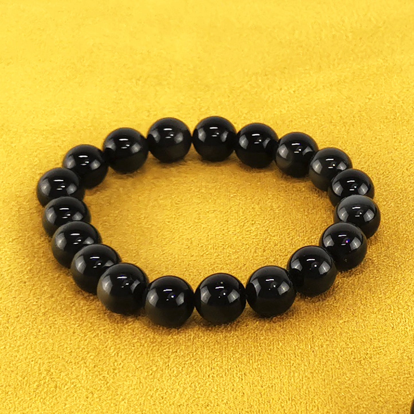 Obsidian handmade bracelet Medium beads / Pulsera artesanal de obsidiana Cuentas medianas