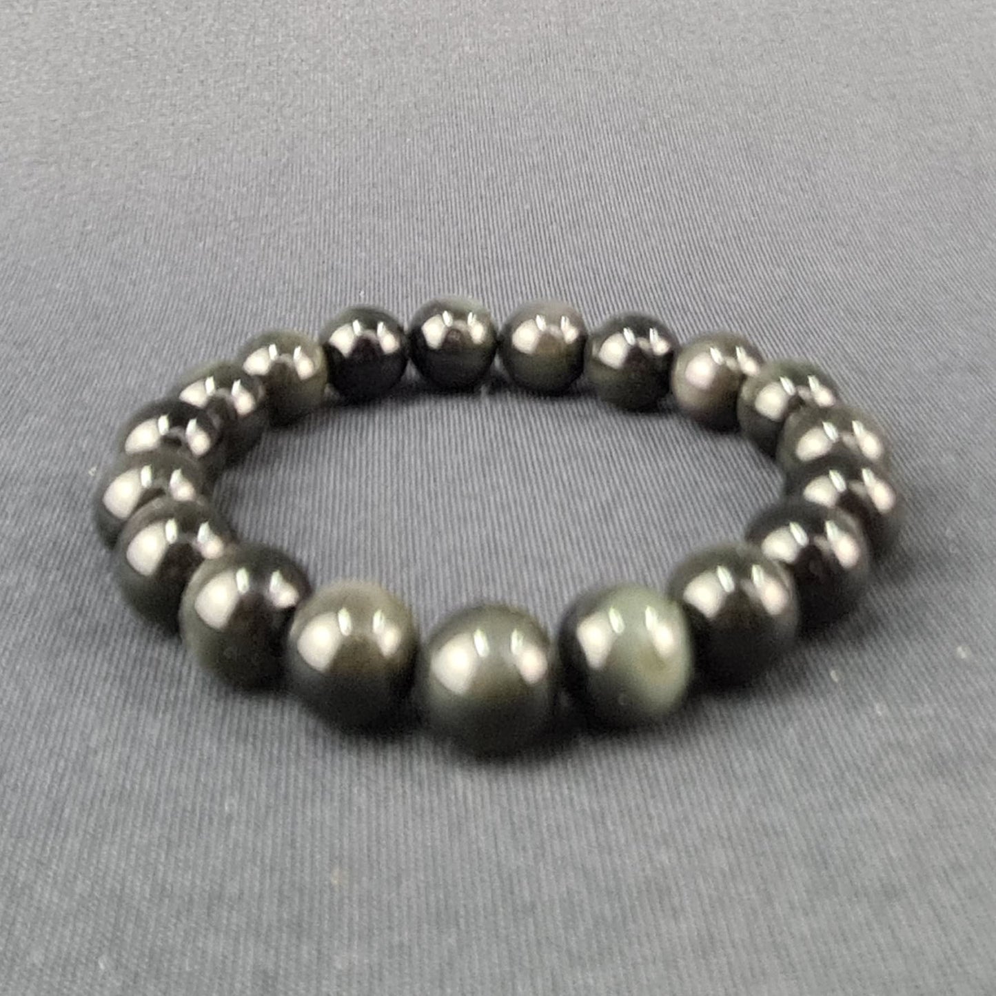 Obsidian handmade bracelet Medium beads / Pulsera artesanal de obsidiana Cuentas medianas